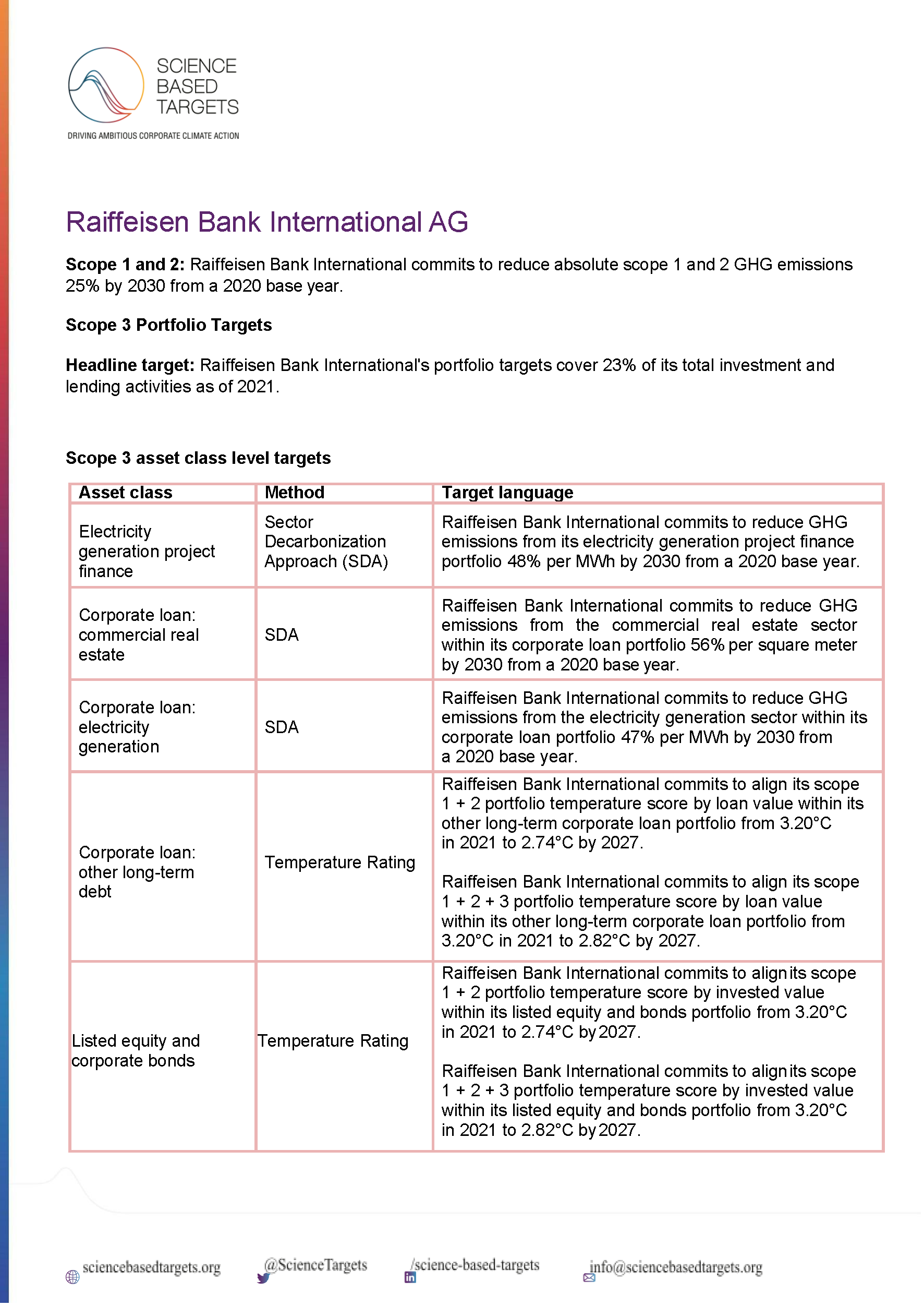 We've had our sciencebased target approved